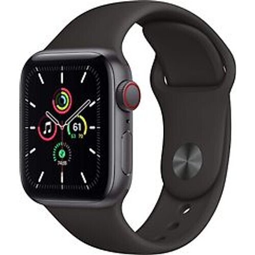 Refurbished Apple Watch SE 40 mm kast van spacegrijs aluminium met zwart sportbandje [wifi + cellular]