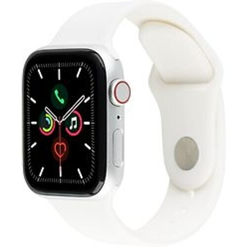 Refurbished Apple Watch SE 44 mm kast van zilver aluminium met wit sportbandje [wifi + cellular]