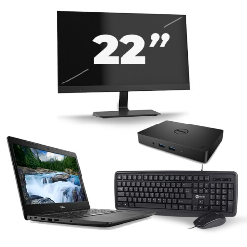 Refurbished Dell Latitude 3490 - Intel Core i5-8e Generatie - 14 inch - 16GB RAM - 480GB SSD - Windows 11 + 1x 22 inch Monitor
