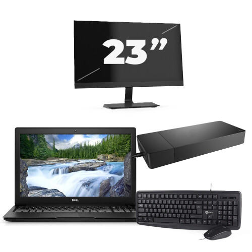 Refurbished Dell Latitude 3500 - Intel Core i5-8e Generatie - 15 inch - 8GB RAM - 256GB SSD - Windows 11 Home + 1x 23 inch Monitor