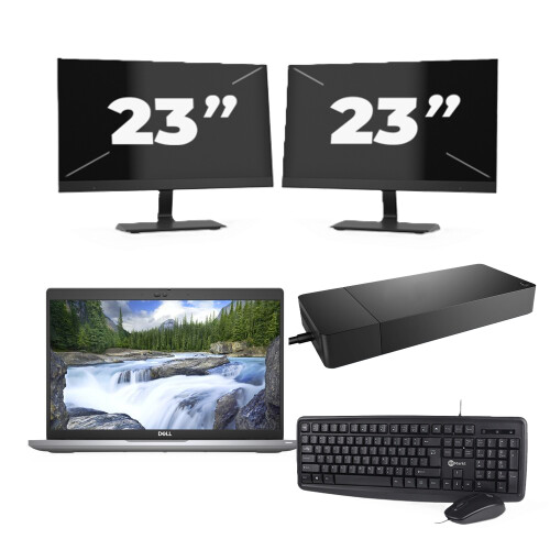 Refurbished Dell Latitude 5420 - Intel Core i3-11e Generatie - 14 inch - 8GB RAM - 256GB SSD - Windows 11 Home + 2x 23 inch Monitor