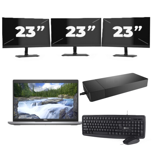 Refurbished Dell Latitude 5420 - Intel Core i7-11e Generatie - 14 inch - 8GB RAM - 256GB SSD - Windows 11 + 3x 23 inch Monitor