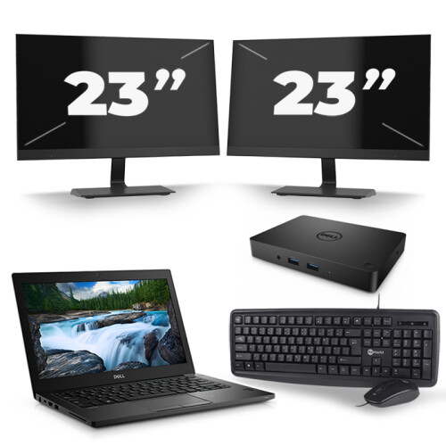 Refurbished Dell Latitude 5490 - Intel Core i5-7e Generatie - 14 inch - 8GB RAM - 256GB SSD - Windows 11 + 2x 23 inch Monitor