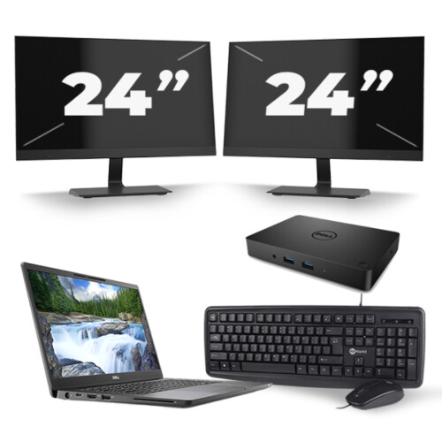 Refurbished Dell Latitude 7300 - Intel Core i7-8e Generatie - 13 inch - 16GB RAM - 256GB SSD - Windows 11 + 2x 24 inch Monitor