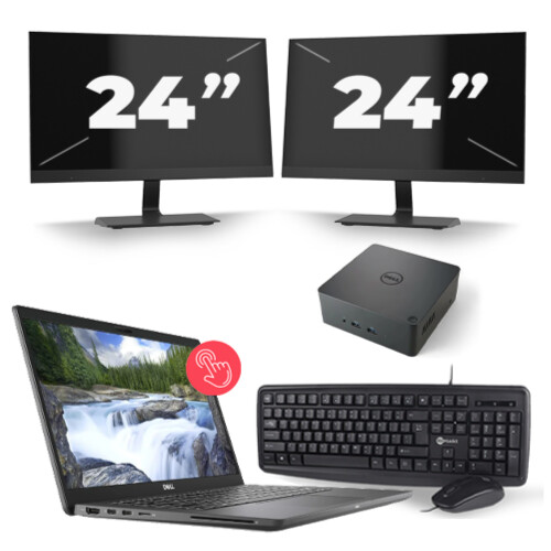 Refurbished Dell Latitude 7310 - Intel Core i7-10e Generatie - 13 inch - 8GB RAM - 256GB SSD - Windows 11 + 2x 24 inch Monitor