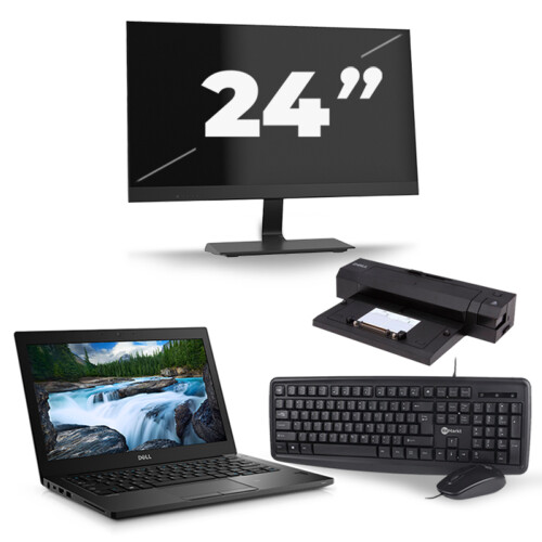 Refurbished Dell Latitude 7390 - Intel Core i5-8e Generatie - 13 inch - 8GB RAM - 256GB SSD - Windows 11 + 1x 24 inch Monitor