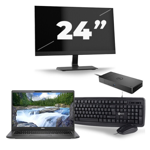 Refurbished Dell Latitude 7400 - Intel Core i5-8e Generatie - 14 inch - 16GB RAM - 256GB SSD - Windows 11 + 1x 24 inch Monitor