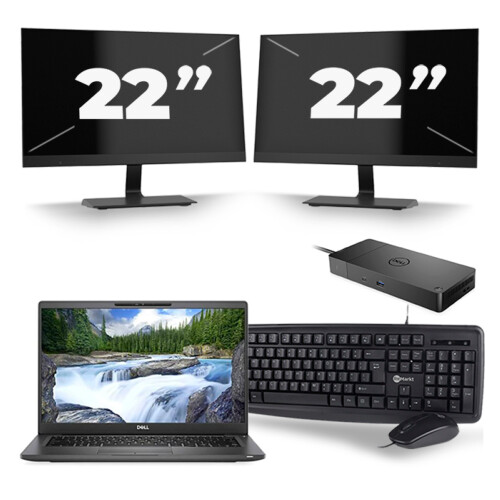 Refurbished Dell Latitude 7420 - Intel Core i7-11e Generatie - 14 inch - 16GB RAM - 256GB SSD - Windows 11 Home + 2x 22 inch Monitor