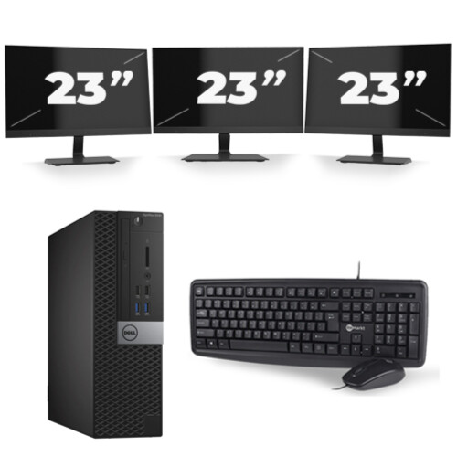Refurbished Dell Optiplex 3040 USFF - Intel Core i5-6e Generatie - 8GB RAM - 256GB SSD - Windows 11 + 3x 23 inch Monitor