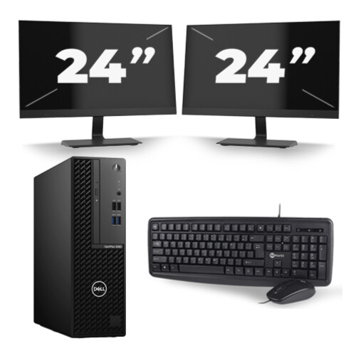 Refurbished Dell Optiplex 3080 Micro USFF - Intel Core i5-10e Generatie - 16GB RAM - 256GB SSD - Windows 11 + 2x 24 inch Monitor