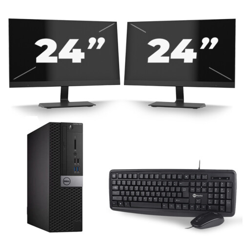 Refurbished Dell Optiplex 5050 SFF - Intel Core i7-6e Generatie - 8GB RAM - 256GB SSD - Windows 11 + 2x 24 inch Monitor