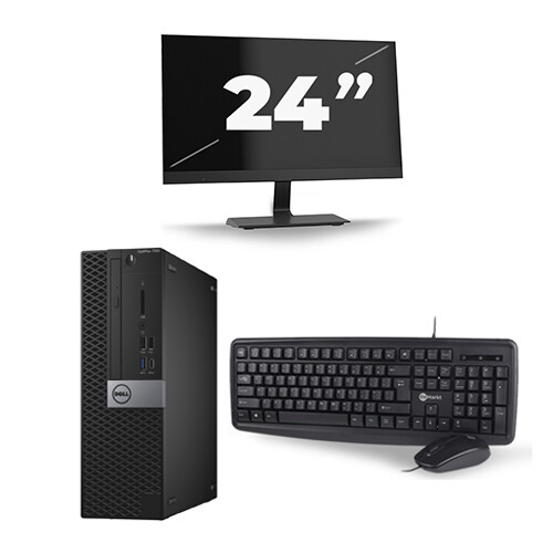 Refurbished Dell Optiplex 7040 Micro Tower - Intel Core i5-6e Generatie - 8GB RAM - 256GB SSD - Windows 11 + 1x 24 inch Monitor