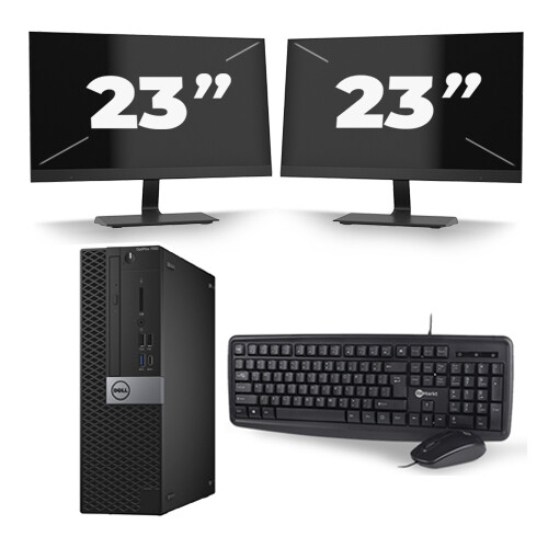 Refurbished Dell Optiplex 7040 Micro Tower - Intel Core i5-6e Generatie - 8GB RAM - 256GB SSD - Windows 11 + 2x 23 inch Monitor