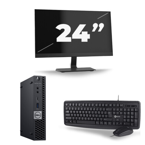 Refurbished Dell Optiplex 7070 Micro USFF - Intel Core i5-9e Generatie - 8GB RAM - 256GB SSD - Windows 11 + 1x 24 inch Monitor