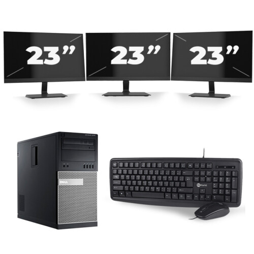 Refurbished Dell Optiplex 9020 Micro Tower - Intel Core i7-4e Generatie - 16GB RAM - 256GB SSD - Windows 10 + 3x 23 inch Monitor