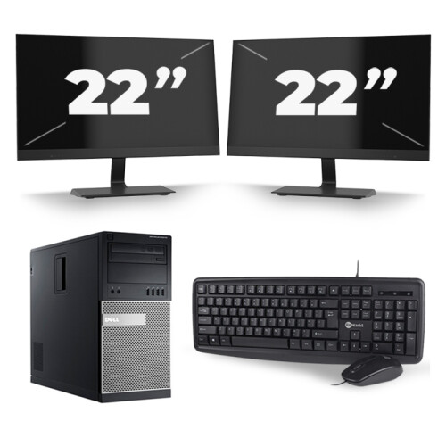 Refurbished Dell Optiplex 9020 Micro Tower - Intel Core i7-4e Generatie - 16GB RAM - 256GB SSD - Windows 10 + 2x 22 inch Monitor