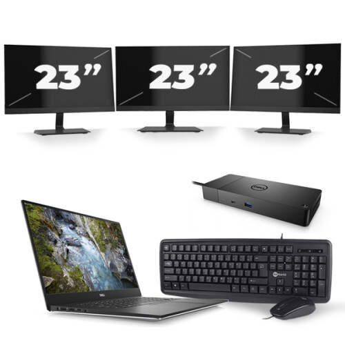 Refurbished Dell Precision 5540 - Intel Core i7-9e Generatie - 15 inch - 16GB RAM - 256GB SSD - Windows 11 + 3x 23 inch Monitor