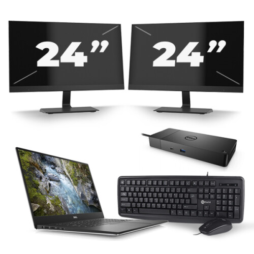 Refurbished Dell Precision 5540 - Intel Core i7-9e Generatie - 15 inch - 16GB RAM - 480GB SSD - Windows 11 + 2x 24 inch Monitor