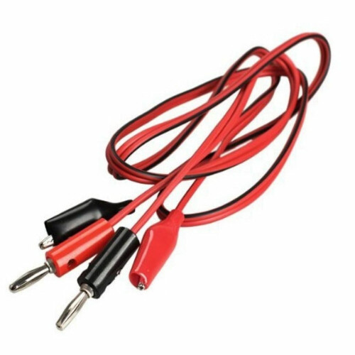 Refurbished Double Alligator Clip to Banana Connector Audio Video Test Lead, 1M Length, 1 Pairs