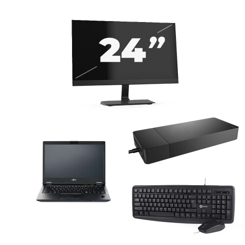 Refurbished Fujitsu LIFEBOOK E5410 - Intel Core i5-10e Generatie - 14 inch - 8GB RAM - 256GB SSD - Windows 11 Home + 1x 24 inch Monitor