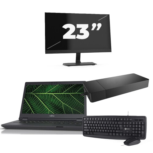 Refurbished Fujitsu LIFEBOOK E5411 - Intel Core i5-11e Generatie - 14 inch - 8GB RAM - 256GB SSD - Windows 11 Home + 1x 23 inch Monitor