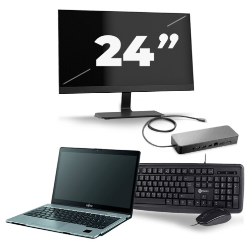 Refurbished Fujitsu LifeBook S938 - Intel Core i7-8e Generatie - 13 inch - 8GB RAM - 256GB SSD - Windows 11 + 1x 24 inch Monitor