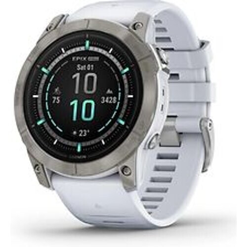 Refurbished Garmin Epix Pro (Gen 2) 51 mm steengrijs/titanium met witte polsband [wifi, Sapphire]