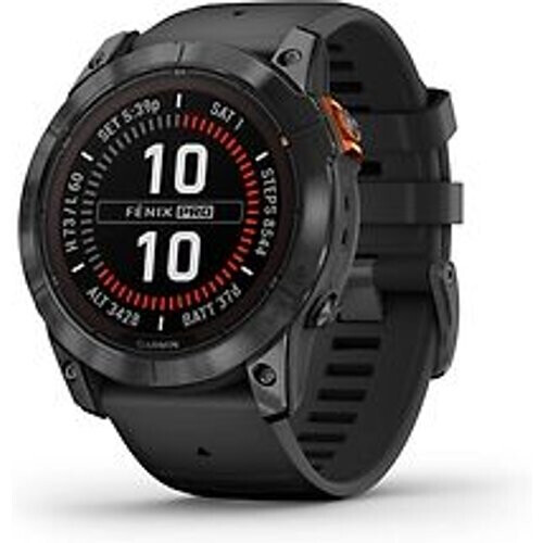 Refurbished Garmin Fenix 7X Pro 51 mm zwart met een zwarte siliconen polsband [Solar Edition]