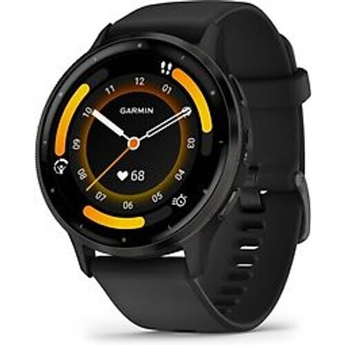 Refurbished Garmin Venu 3 45 mm grijs van roestvrij staal met zwart behuizing en siliconen polsband [wifi]