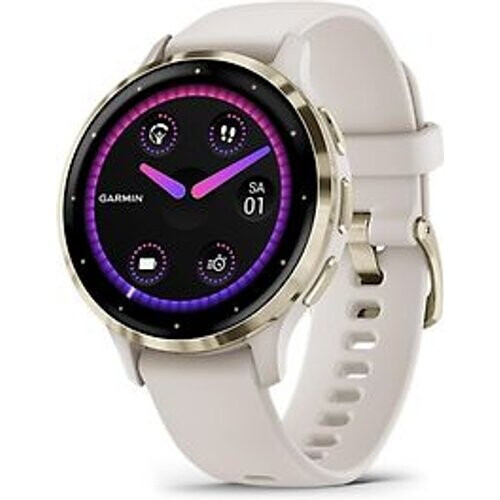 Refurbished Garmin Venu 3S 41 mm goud van roestvrij staal met ivoor behuizing en siliconen polsband [wifi]