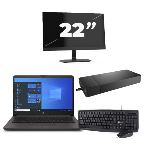 Refurbished HP 240 G8 - Intel Core i3-10e Generatie - 14 inch - 8GB RAM - 256GB SSD - Windows 11 Home + 1x 22 inch Monitor