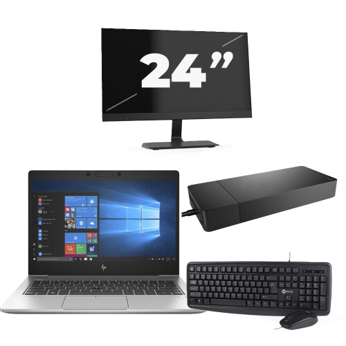 Refurbished HP EliteBook 735 G6 - AMD Ryzen 5 PRO 3500U - 13 inch - 8GB RAM - 256GB SSD - Windows 10 + 1x 24 inch Monitor