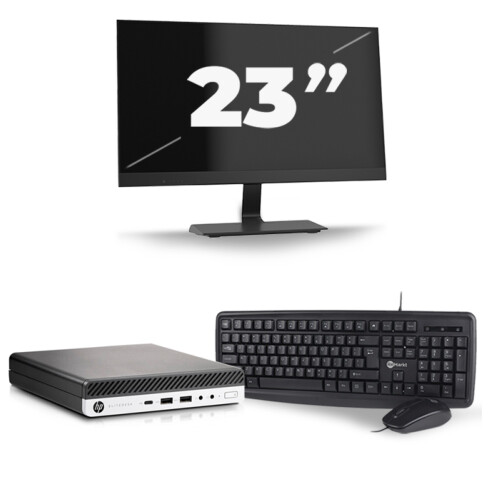 Refurbished HP EliteDesk 800 G5 USFF - Intel Core i5-9e Generatie - 8GB RAM - 256GB SSD - Windows 11 + 1x 23 inch Monitor