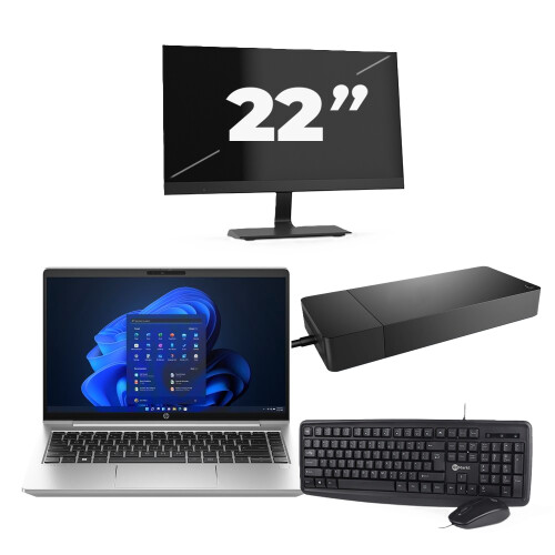 Refurbished HP ProBook 440 G10 - Intel Core i3-13e Generatie - 14 inch - 8GB RAM - 256GB SSD - Windows 11 Home + 1x 22 inch Monitor