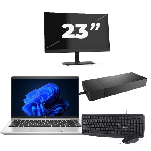 Refurbished HP ProBook 440 G9 - Intel Core i3-12e Generatie - 14 inch - 8GB RAM - 256GB SSD - Windows 11 + 1x 23 inch Monitor
