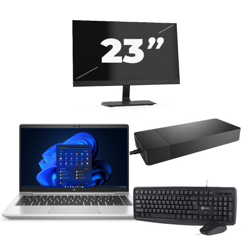 Refurbished HP ProBook 445 G8 - AMD Ryzen 5 5600U - 14 inch - 8GB RAM - 256GB SSD - Windows 11 Home + 1x 23 inch Monitor