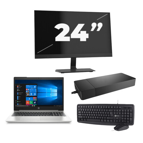 Refurbished HP ProBook 450 G7 - Intel Core i5-10e Generatie - 15 inch - 8GB RAM - 256GB SSD - Windows 11 + 1x 24 inch Monitor