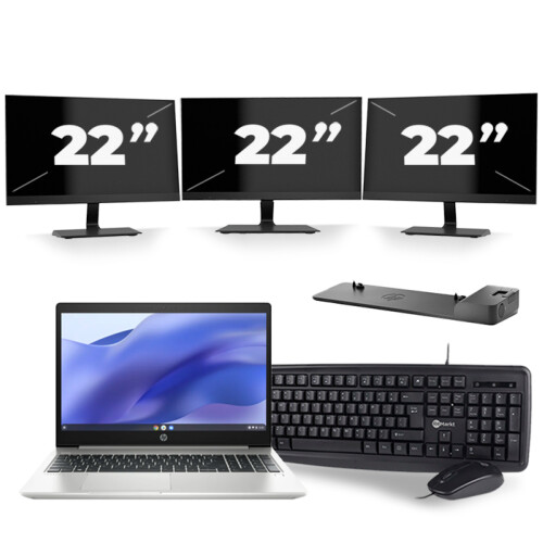 Refurbished HP ProBook 450 G7 - Intel Core i5-10e Generatie - 15 inch - 8GB RAM - 256GB SSD - Windows 11 + 3x 22 inch Monitor
