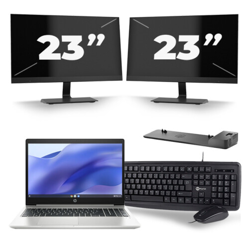 Refurbished HP ProBook 450 G7 - Intel Core i5-10e Generatie - 15 inch - 8GB RAM - 256GB SSD - Windows 11 + 2x 23 inch Monitor