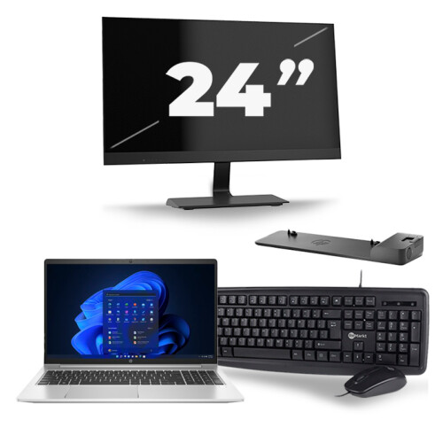 Refurbished HP Probook 450 G8 - Intel Core i5-11e Generatie - 15 inch - 8GB RAM - 256GB SSD - Windows 11 + 1x 24 inch Monitor