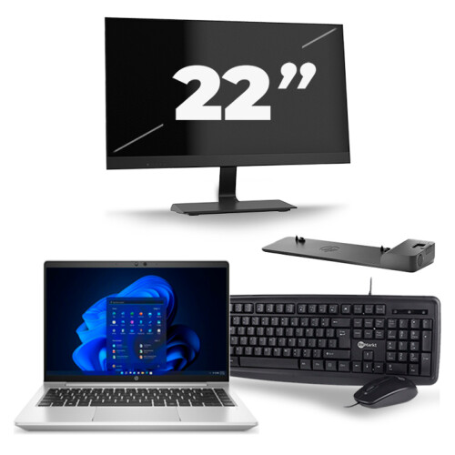 Refurbished HP ProBook 640 G8 - Intel Core i5-11e Generatie - 14 inch - 8GB RAM - 256GB SSD - Windows 11 + 1x 22 inch Monitor