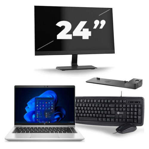 Refurbished HP ProBook 640 G8 - Intel Core i5-11e Generatie - 14 inch - 8GB RAM - 256GB SSD - Windows 11 + 1x 24 inch Monitor