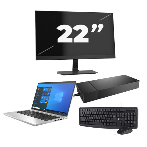 Refurbished HP ProBook 640 G8 - Intel Core i5-11e Generatie - 14 inch - 8GB RAM - 256GB SSD - Windows 11 + 1x 22 inch Monitor