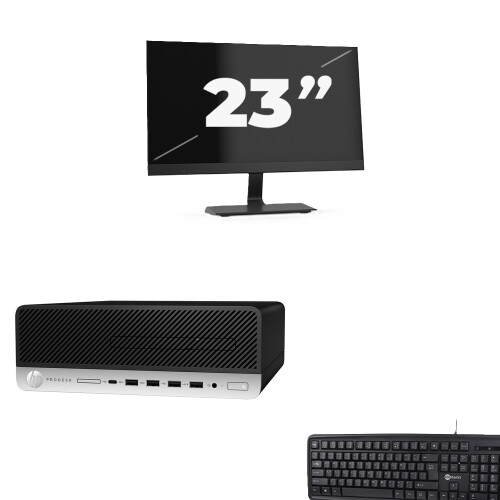 Refurbished HP ProDesk 600 G5 SFF - Intel Core i7-8e Generatie - 8GB RAM - 256GB SSD - Windows 11 + 1x 23 inch Monitor