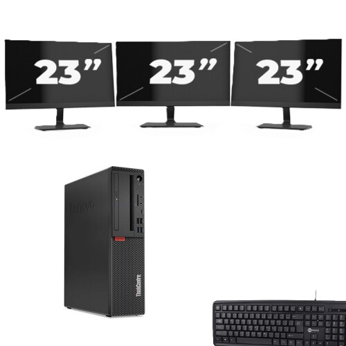 Refurbished Lenovo ThinkCentre M720s SFF - Intel Core i5-9e Generatie - 8GB RAM - 256GB SSD - Windows 11 + 3x 23 inch Monitor
