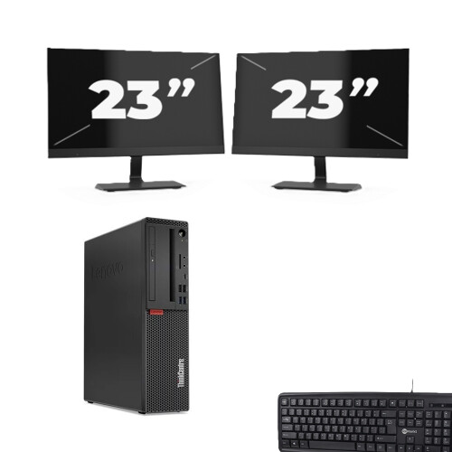 Refurbished Lenovo ThinkCentre M720s SFF - Intel Core i7-8e Generatie - 8GB RAM - 256GB SSD - Windows 11 + 2x 23 inch Monitor