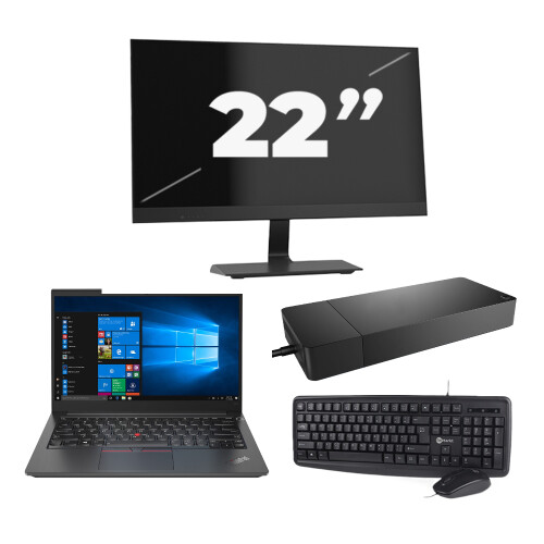 Refurbished Lenovo Thinkpad E14 G2 - Intel Core i3-11e Generatie - 14 inch - 8GB RAM - 256GB SSD - Windows 11 Home + 1x 22 inch Monitor