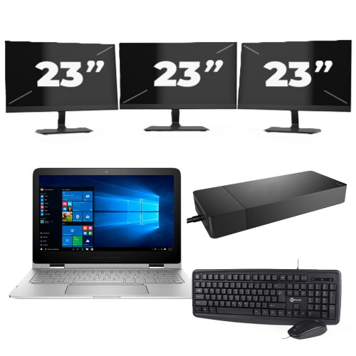 Refurbished Lenovo Thinkpad E14 G2 - Intel Core i7-11e Generatie - 14 inch - 8GB RAM - 256GB SSD - Windows 11 Home + 3x 23 inch Monitor