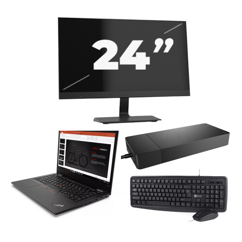 Refurbished Lenovo ThinkPad L13 G2 - Intel Core i3-11e Generatie - 13 inch - 8GB RAM - 256GB SSD - Windows 11 Home + 1x 24 inch Monitor