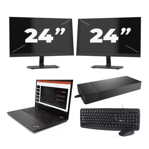 Refurbished Lenovo ThinkPad L13 G2 - Intel Core i5-11e Generatie - 13 inch - 8GB RAM - 256GB SSD - Windows 11 Home + 2x 24 inch Monitor